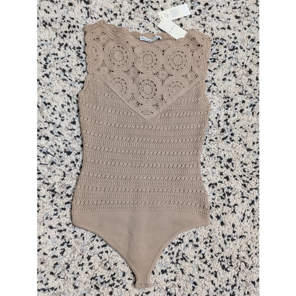 NWT Abercrombie & Fitch Sleeveless Crochet Boho Cottagecore Knit Bodysuit XS